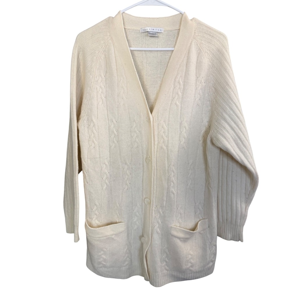VTG‎  The Limited Lambswool Angora Feminine Cardigan M Soft Off White Grandma